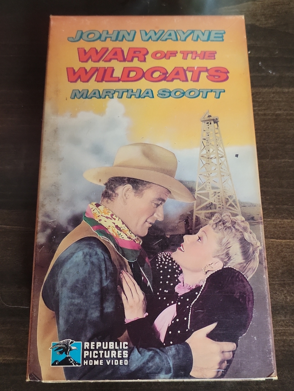John Wayne 'War of the Wildcats' VHS Movie - Teal and Yellow Artwork